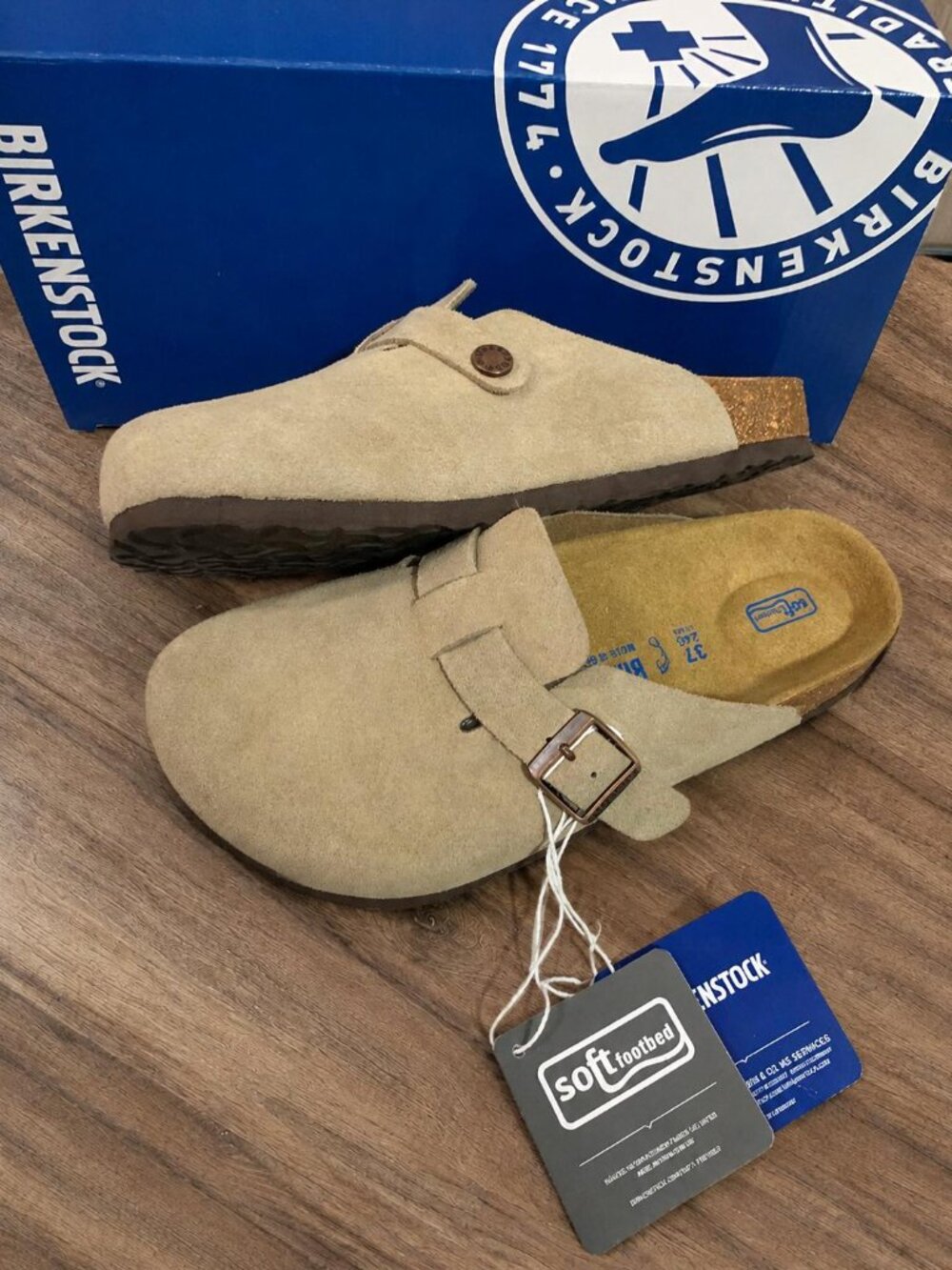 birkenstock boston taupe suede